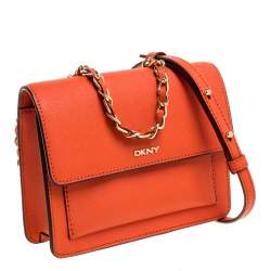 مملوكة مسبقًا DKNY Orange Leather Bryant Park Crossbody Bag