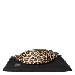 Pre Owned Dkny Black/Brown Leopard Print Leather and Calfhair Belt Bag