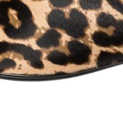 Pre Owned Dkny Black/Brown Leopard Print Leather and Calfhair Belt Bag
