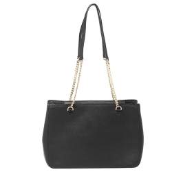 Pre Owned Dkny Black Leather Magnetic Flap Chain Tote