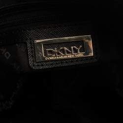 DKNY Black Textured Leather Middle Zip Tote