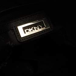 DKNY Black Textured Leather Middle Zip Tote