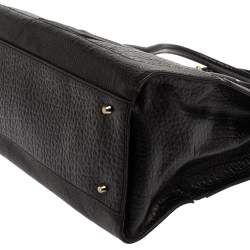 DKNY Black Textured Leather Middle Zip Tote