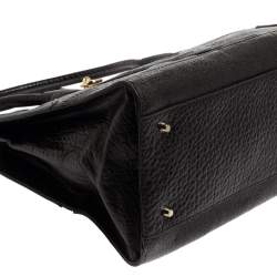 DKNY Black Textured Leather Middle Zip Tote