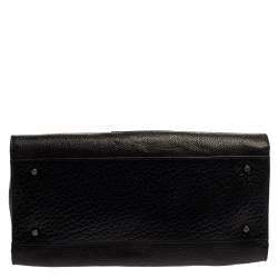 DKNY Black Textured Leather Middle Zip Tote