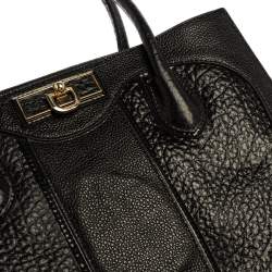 DKNY Black Textured Leather Middle Zip Tote