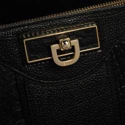 DKNY Black Textured Leather Middle Zip Tote