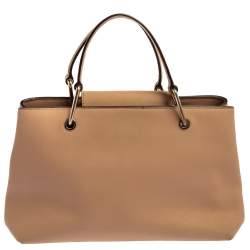 DKNY Beige Leather Front Pocket Tote