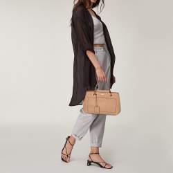 DKNY Beige Leather Front Pocket Tote