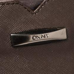 Dkny Brown Signature Canvas and Leather Front Pocket Satchel