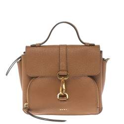 Pre Owned Dkny Brown Pebbled Leather Crossbody Bag