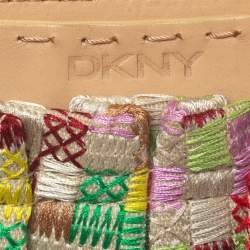 Pre Owned Dkny Multicolor Canvas Embroidered Tote