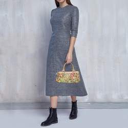 Pre Owned Dkny Multicolor Canvas Embroidered Tote