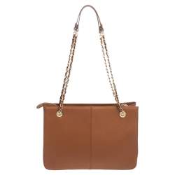 مملوكة مسبقًا Dkny Tan Leather Bryant Park Chain Tote