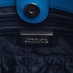 Pre Owned Dkny Blue Leather Double Zip Tote