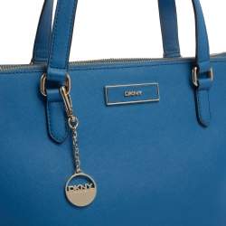 Pre Owned Dkny Blue Leather Double Zip Tote