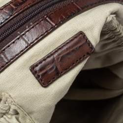 Pre Owned Dkny Brown Signature Canvas and Leather Hobo