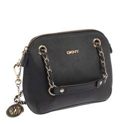 Pre Owned Dkny Black Leather Camille Dome Shoulder Bag