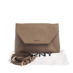 Pre Owned DKNY Brown Leather Bryant Park Envelope Crossbody Bag