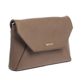 Pre Owned DKNY Brown Leather Bryant Park Envelope Crossbody Bag