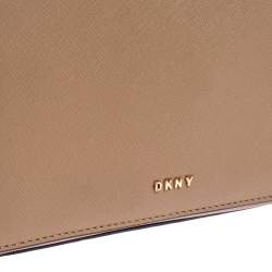 مملوكة مسبقًا Dkny Beige Leather Logo Flap Crossbody Bag