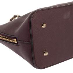 Pre Owned Dkny Burgundy Leather Dome Chain Shoulder Bag