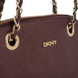 Pre Owned Dkny Burgundy Leather Dome Chain Shoulder Bag