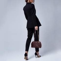 Pre Owned Dkny Burgundy Leather Dome Chain Shoulder Bag