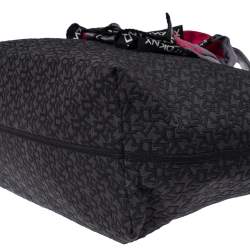 Pre Owned DKNY Grey/Brown Monogram Fabric and Leather Scarf Tote 