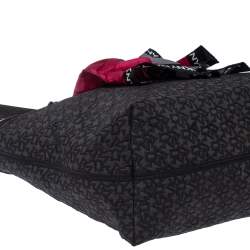 Pre Owned DKNY Grey/Brown Monogram Fabric and Leather Scarf Tote 