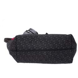 Pre Owned DKNY Grey/Brown Monogram Fabric and Leather Scarf Tote 