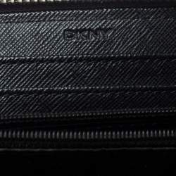 Dkny Brown/Black Monogram Canvas and Leather Zip Around Wallet