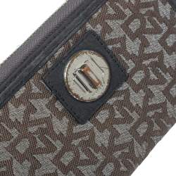 Dkny Brown/Black Monogram Canvas and Leather Zip Around Wallet