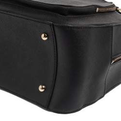 Pre Owned DKNY Black Leather Front Pocket Dome Satchel