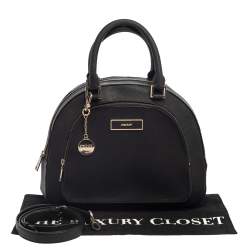 Pre Owned DKNY Black Leather Front Pocket Dome Satchel