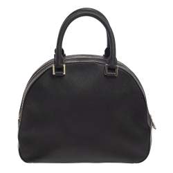 Pre Owned DKNY Black Leather Front Pocket Dome Satchel