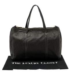 Pre Owned DKNY Black/Dark Brown Signature Coated Canvas and Leather Duffle Bag