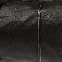 Pre Owned DKNY Black/Dark Brown Signature Coated Canvas and Leather Duffle Bag