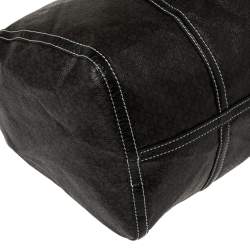 Pre Owned DKNY Black/Dark Brown Signature Coated Canvas and Leather Duffle Bag