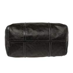 Pre Owned DKNY Black/Dark Brown Signature Coated Canvas and Leather Duffle Bag