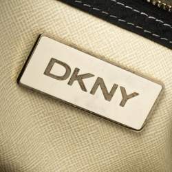 Pre Owned DKNY Black/Dark Brown Signature Coated Canvas and Leather Duffle Bag