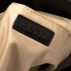 Pre Owned حقيبة دي كي إن واي كانفاس بني بالشعار وجلد يد حلقة