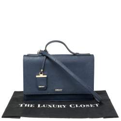 Pre Owned DKNY Navy Blue Leather Top Handle Bag