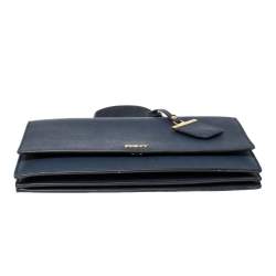 Pre Owned DKNY Navy Blue Leather Top Handle Bag