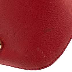 Pre Owned حقيبة شوبر دي كي إن واي جلد أحمر بسحاب جانبي