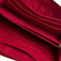 Pre Owned محفظة دى كى أن واى  سحاب جلد حمراء 