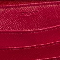 Pre Owned محفظة دى كى أن واى  سحاب جلد حمراء 