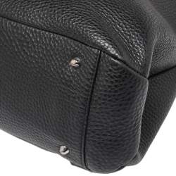 Pre Owned DKNY Black Grain Leather Two Way Backpack