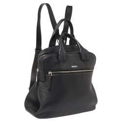 Pre Owned DKNY Black Grain Leather Two Way Backpack