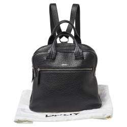 Pre Owned DKNY Black Grain Leather Two Way Backpack